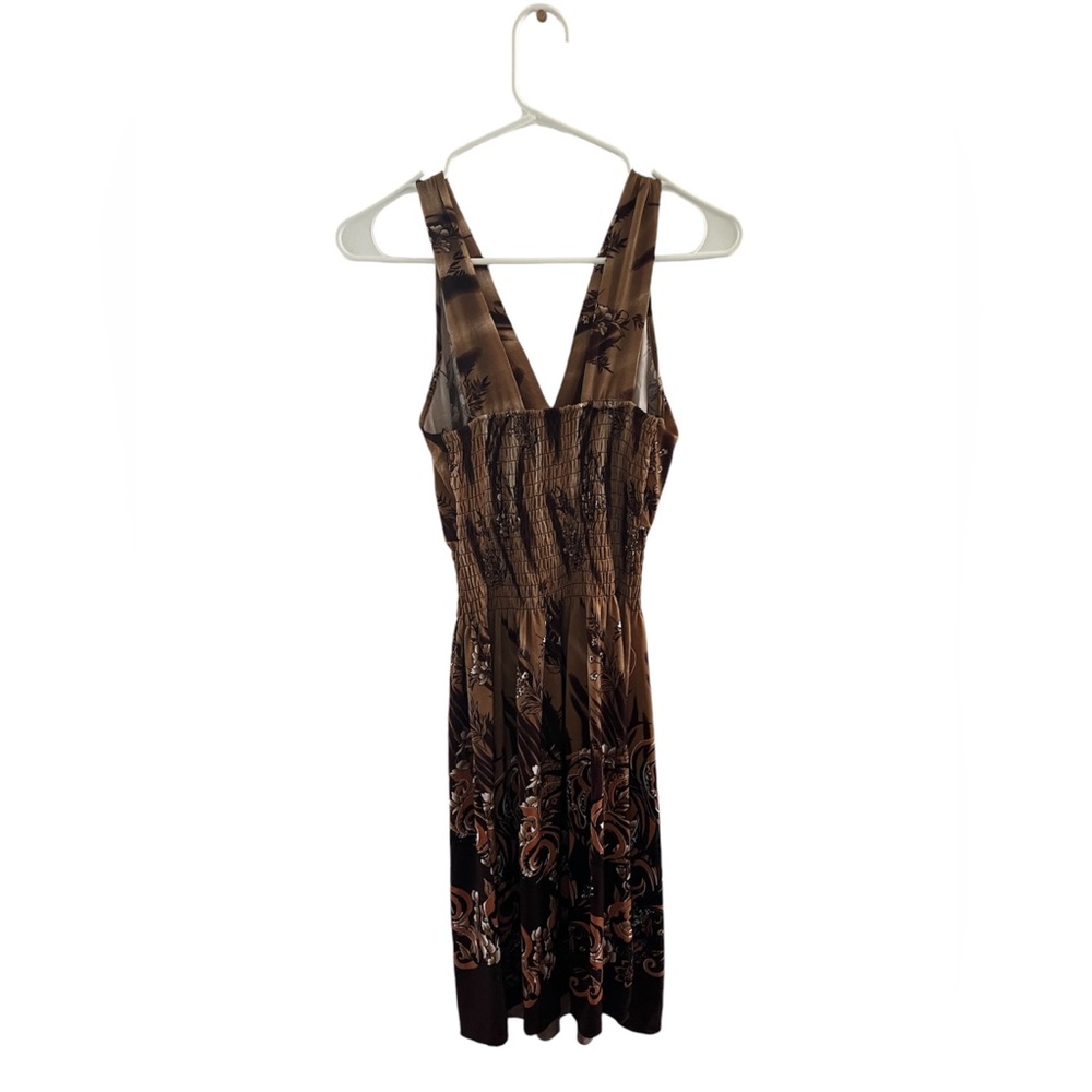 Brown Patterned Dress Size Medium - image 2